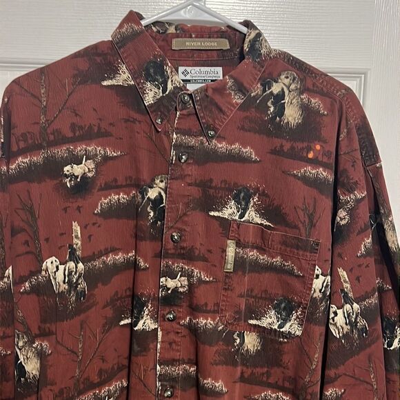 🔥🔥 COLUMBIA RIVER LODGE Nature Hunting Dog Corduroy Button Shirt - GUC - Sz XL - Picture 2 of 11